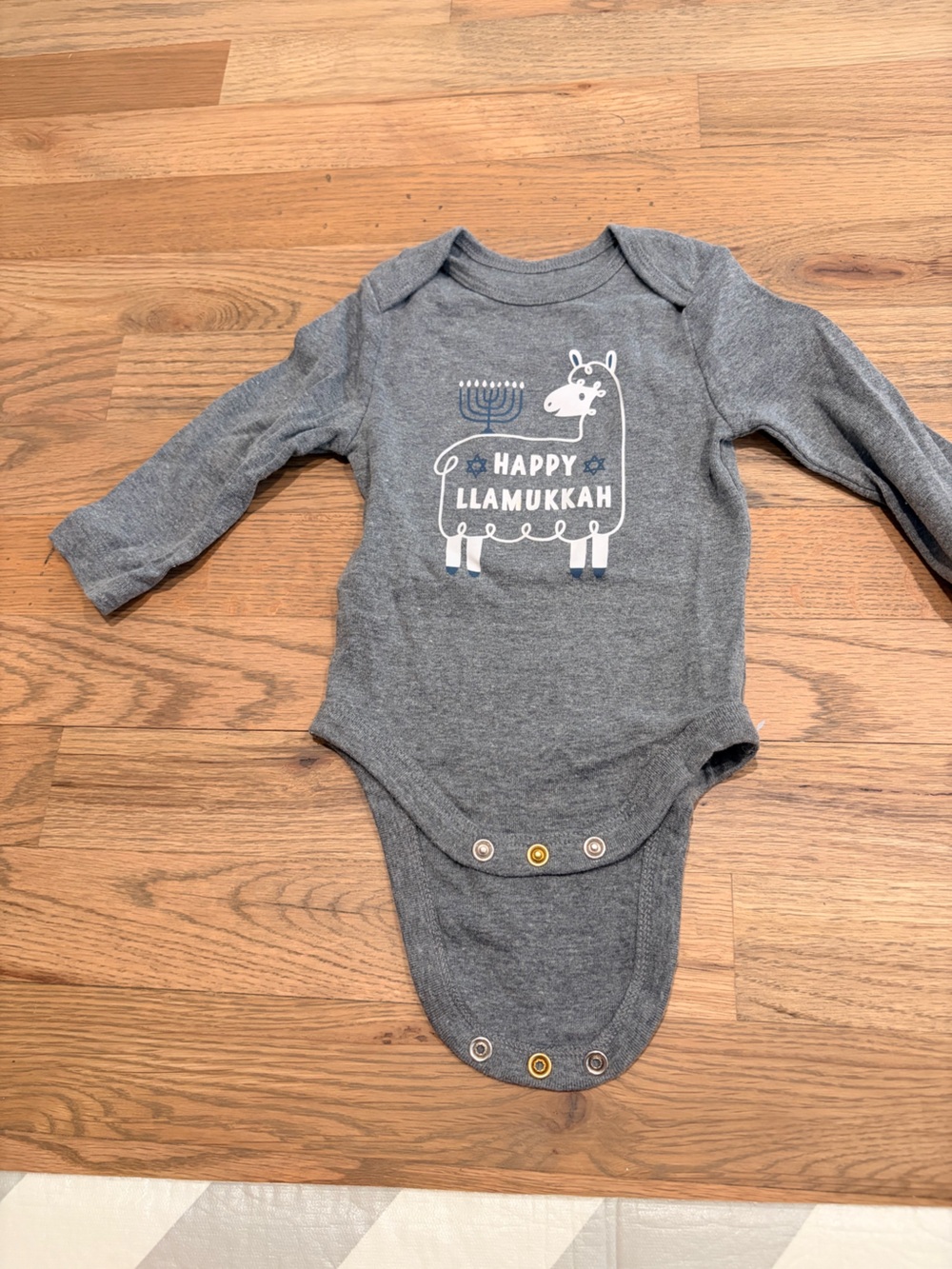 Gender neutral Happy Llamukkah Hanukkah long sleeve onesie